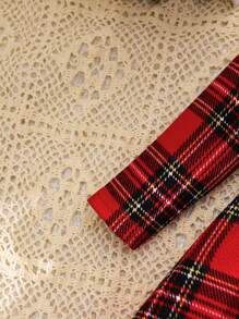 SHEIN Baby Girl Autumn Cute Collegiate Red Plaid Knit Elastic Long Sleeve Christmas Dress, Mommy And Me Matching Outfits (2 Pieces Sold Separately)