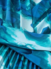 Trelyra Futuristic Floral V-Neck Ruffle Puff Sleeve Bow-Tie Cinched Waist High-Low Hem Long Dress For Tall Women, Summer Maxi Women Outfit