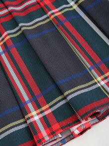 SHEIN Unity Váy kẻ sọc nữ thời trang xu hướng thiết kế kẻ sọc xếp li - màu đen - Xem 5
