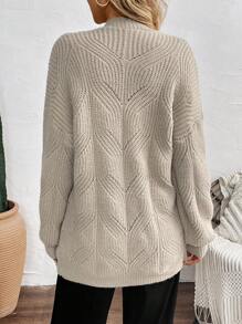 Chiquease Długi, dzianinowy kardigan z dekoltem w kształcie litery V – luźny styl