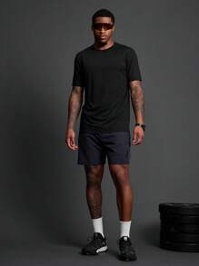 Manfinity Sport Corelite Boyfriend Style Men's Letter Print Short Sleeve Activewear T-Shirt 3-Piece Set