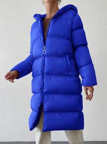 SHEIN Cottnline 女款中長連帽衣 - 藍色 - 查看 3