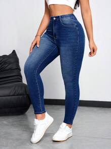 SHEIN Essnce 女士日常简约紧身牛仔裤