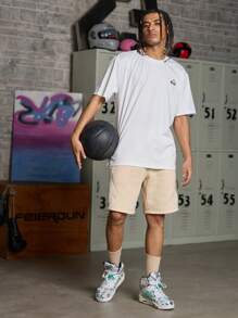 Gym Rark Boyfriend Style Men's Crew Neck Short Sleeve Solid Color Casual Comfortable Sports T-Shirt School - White - View 3