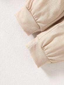 Baby Boy Multicolor Stitching Casual Versatile Short-Sleeved Trousers Suit - Apricot - View 3