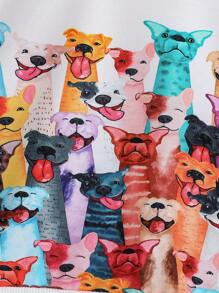 Felpa per bambini maschi con stampa del volto di un simpatico cane, design casual