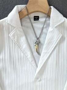 Manfinity Homme Men Spring And Autumn Casual Solid Color Shirt & Trousers, Fall Clothes - White - View 4