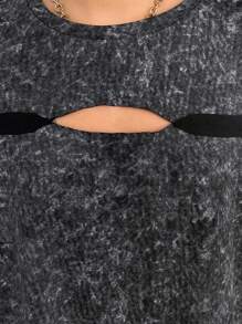 SHEIN Teenager Mädchen Gestricktes zerrissenes Cut Out lässiges Kurzarm-Kleid mit lockerer Passform