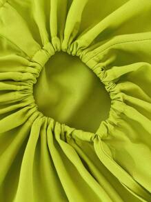 Maweii Plus Size Solid Color Asymmetric Neck Circular Decoration Sleeveless Dress