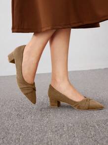 CUCCOO CHICEST Giày Nữ Mũi Nhọn Chun Gót Đa Năng Màu Nâu Thanh Lịch Giả Da Lộn Tòa Bơm Kỳ Nghỉ Giày Giảm Giá Mùa Hè - Lạc đà - Xem 7