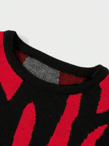 EURMUSE Men Graphic Pattern Sweater - Red - View 4