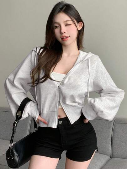 DAZY 女式束腰保暖连帽衫女式夹克，秋季女装