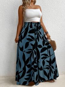 Plus Size Elastic Waist Loose Fit Printed Pants For Resort Wear Fall Cloth For Women - Multicolor - View 5