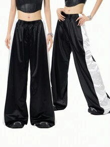 SHEIN EZwear Quần thể thao thẩm mỹ Y2K phong cách đường phố mát mẻ dành cho nữ cổ điển - màu đen - Xem 1