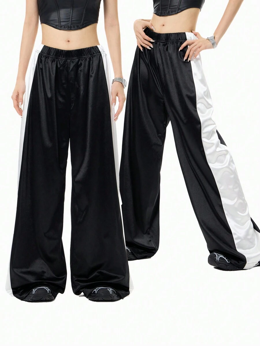 SHEIN EZwear Quần thể thao thẩm mỹ Y2K phong cách đường phố mát mẻ dành cho nữ cổ điển - màu đen - Xem 1