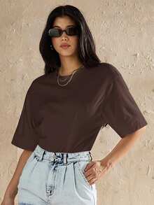 Forever 21 New Casual Round Neck Bodysuit - Brown - View 4