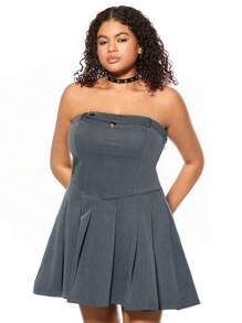 Forever 21 Plus Size Women's Fashionable Vintage Graduation Dress For Summer - Grey - View 5