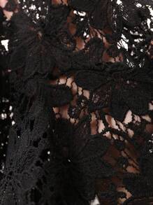 SHEIN LUNE 黑色水溶刺绣蕾丝面料镂空上衣 - 黑色 - 查看 8