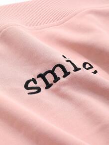 DAZY Autumn/Winter Off Shoulder Sweatshirt With Embroidered Letter, Street Style, Thermal Lined, Suitable For Valentine's Day - Pink - View 8