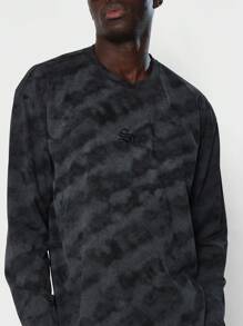 SUMWON 宽松版型刺绣印花扎染长袖衬衫 - 黑色 - 查看 3