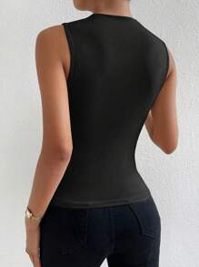 Chiquease Mock Neck Ruched Tank Top