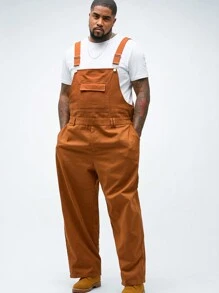 Manfinity VCAY Plus Size Men's Woven Bib & Brace Overalls Pants, Suitable For Fall & Winter