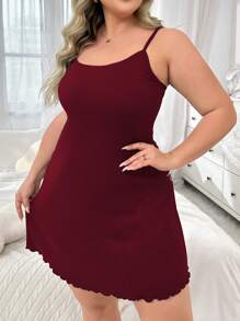 SHEIN 大码女式露背蝴蝶刺绣睡袍 - 酒紅色 - 查看 5