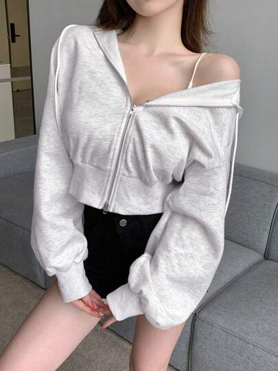 DAZY 女式束腰保暖连帽衫女式夹克，秋季女装