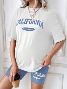 SHEIN Maternity Two Pieces Suits - Blue and White - View 4