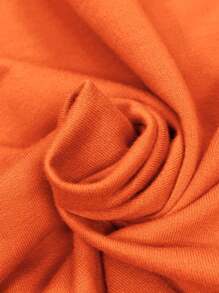 INAWLY 纯色落肩超大款运动衫，适合日常穿着，男女通用 - 橘色 - 查看 5