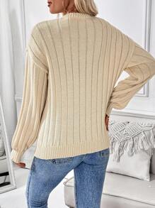 SHEIN LUNE Women Autumn And Winter Knight Print V-Neck Drop Shoulder Long Sleeve Loose Casual Sweater