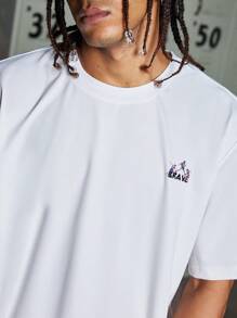 Gym Rark Boyfriend Style Men's Crew Neck Short Sleeve Solid Color Casual Comfortable Sports T-Shirt School - White - View 8