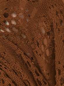 Franclia 大码纯色镂空针织毛衣 - 咖啡棕 - 查看 7