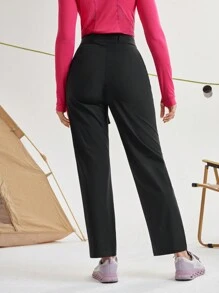 In My Nature Women Letter Printed Pocket Casual Outdoor Pants - Black - View 2