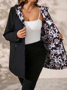 SHEIN Clasi 大码女式纯色简约休闲夹克