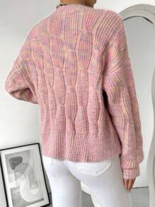 SHEIN Unity Women's Casual Cardigan With Cherry Decor, For Autumn And Winter Fall Cloth For Women - Pink - View 2