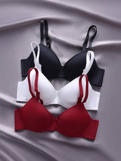 Empress Envy Conjunto de 3 piezas de bralés inalámbricos de unicolor de uso diario para mujeres (pasta de frijol, gris oscuro, albaricoque)