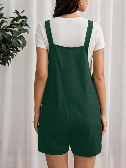 SHEIN Đồ trang trí nút túi màu trơn dành cho bà bầu Áo liền quần thông thường