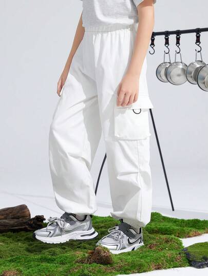 SHEIN 青少年男孩休闲时尚侧袋工装裤