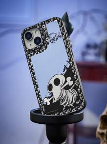 Corpse Bride | ROMWE Funda de teléfono regular personalizada con estampado de calavera - Plateado - Ver 1