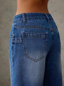 Forever 21 Autumn Winter Retro Loose Casual Washed Denim 3/4 Pants - Baby Blue - View 6