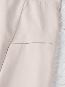 Mulvari Plus Size Solid Color Elegant Straight-Leg Pants With Pocket - Apricot - View 3