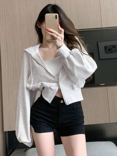 DAZY 女式束腰保暖连帽衫女式夹克，秋季女装