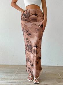 Rafferiza 女士印花休闲长裙（秋季款） - 杏色 - 查看 6