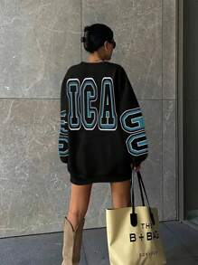 INAWLY Women's Letter Printed Drop Shoulder Sweatshirt Graduation,Back To School Outfits,Graduation,Teacher Outfits For Women,Back To School Pullover Fall Outfit