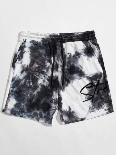 Manfinity VCAY Pantalones cortos rectos y sueltos con efecto tie-dye para hombre, verano