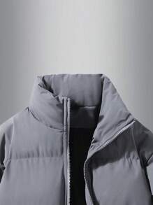 Men's Simple Grey Padded Coat, Warm, Warming - Mauve Purple - View 4