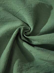 SHEIN Váy sơ mi ngắn tay cổ chữ V dành cho bà bầu - xanh quân đội - Xem 6