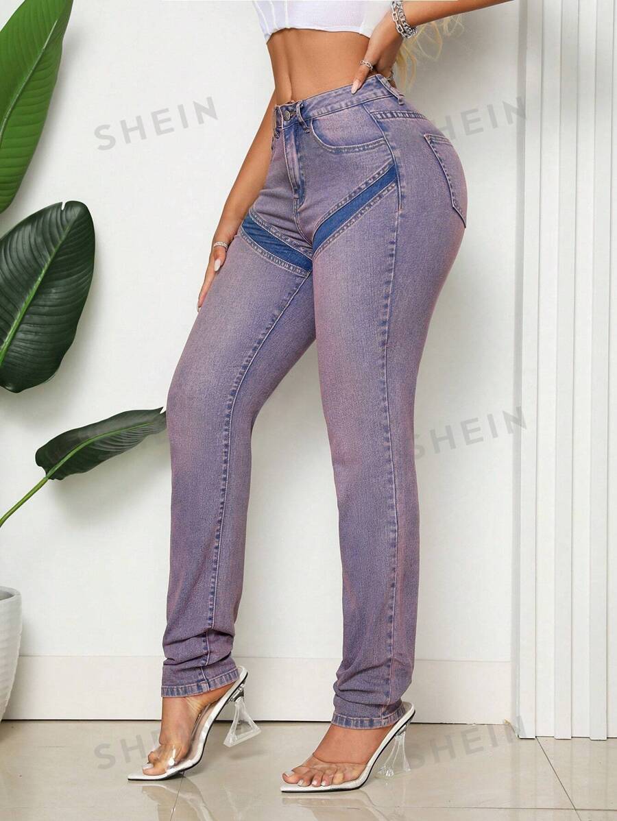 SHEIN SXY Jeans de mezclilla casual sencillo desgastado para mujer