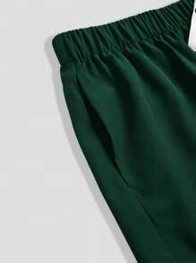 TaskEZ 大码纯色 V 领短袖磨砂上衣和裤子，制服 - 綠色 - 查看 7